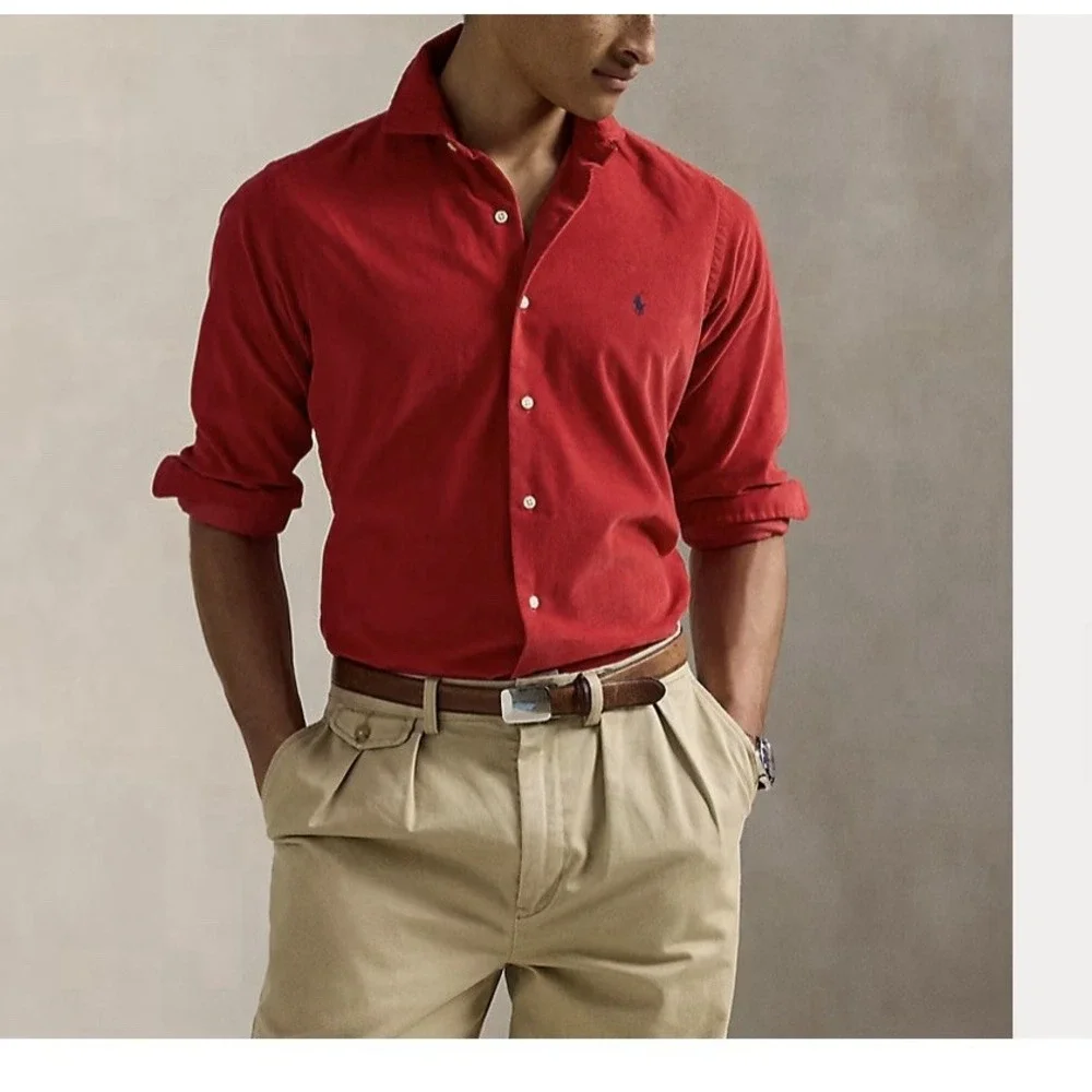 Polo Ralph Lauren‎ Men's Classic Fit Corduroy Blake Cotton  Red Sz Large